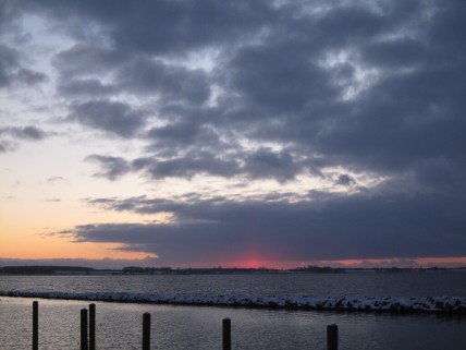 Bogø havn solnedgang i sne 125