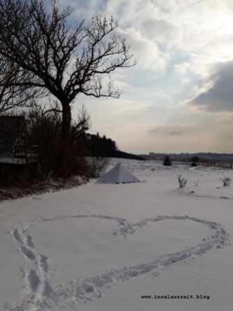 Winterbilder aus Dänemark Herz im Schnee